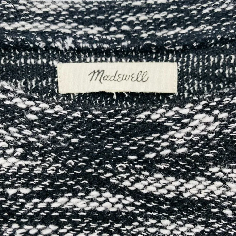 Madewell Size Small Black & White Button Shoulder Wide Sleeve Sweater Top